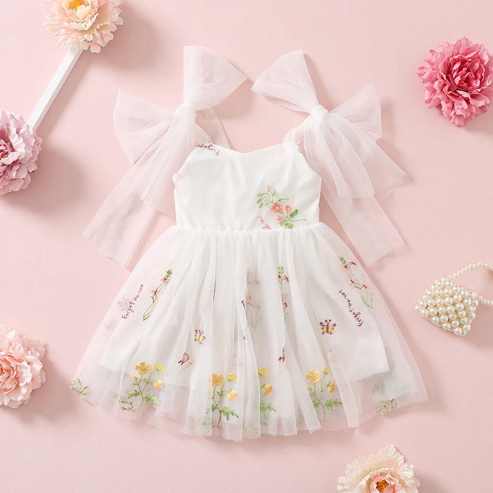 Sage Flower Girl Dresses or Junior Bridesmaid Outfit for Forest Wedding Party, Embroidered Tulle Gown