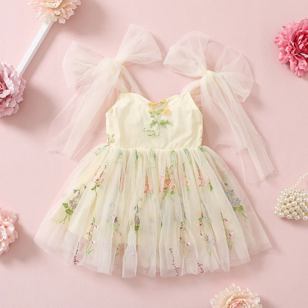 Sage Flower Girl Dresses or Junior Bridesmaid Outfit for Forest Wedding Party, Embroidered Tulle Gown