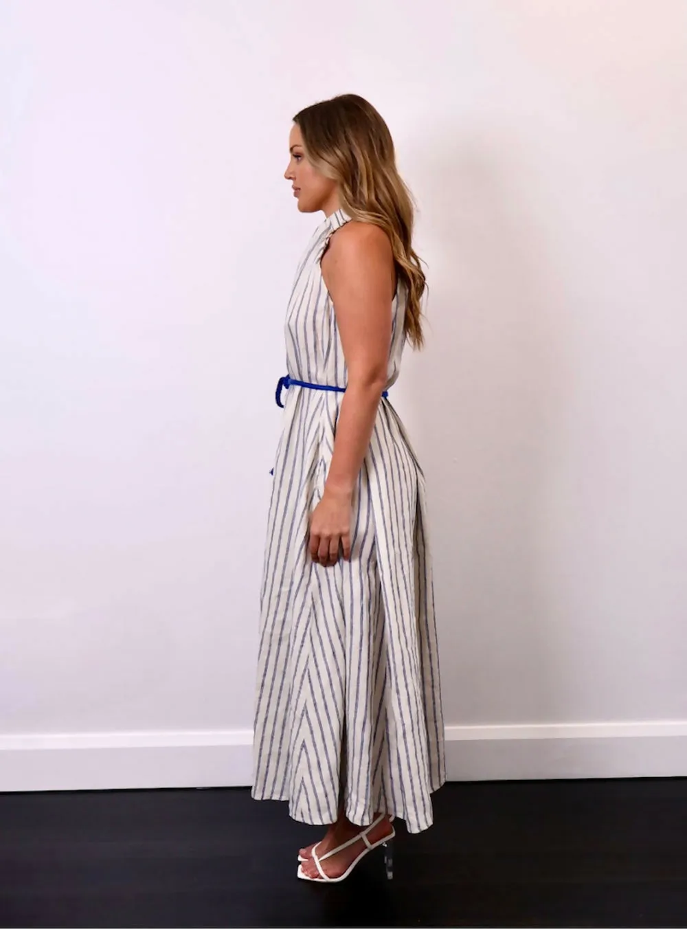 Scanlan Theodore Italian Linen Stripe Designer Dress Hire