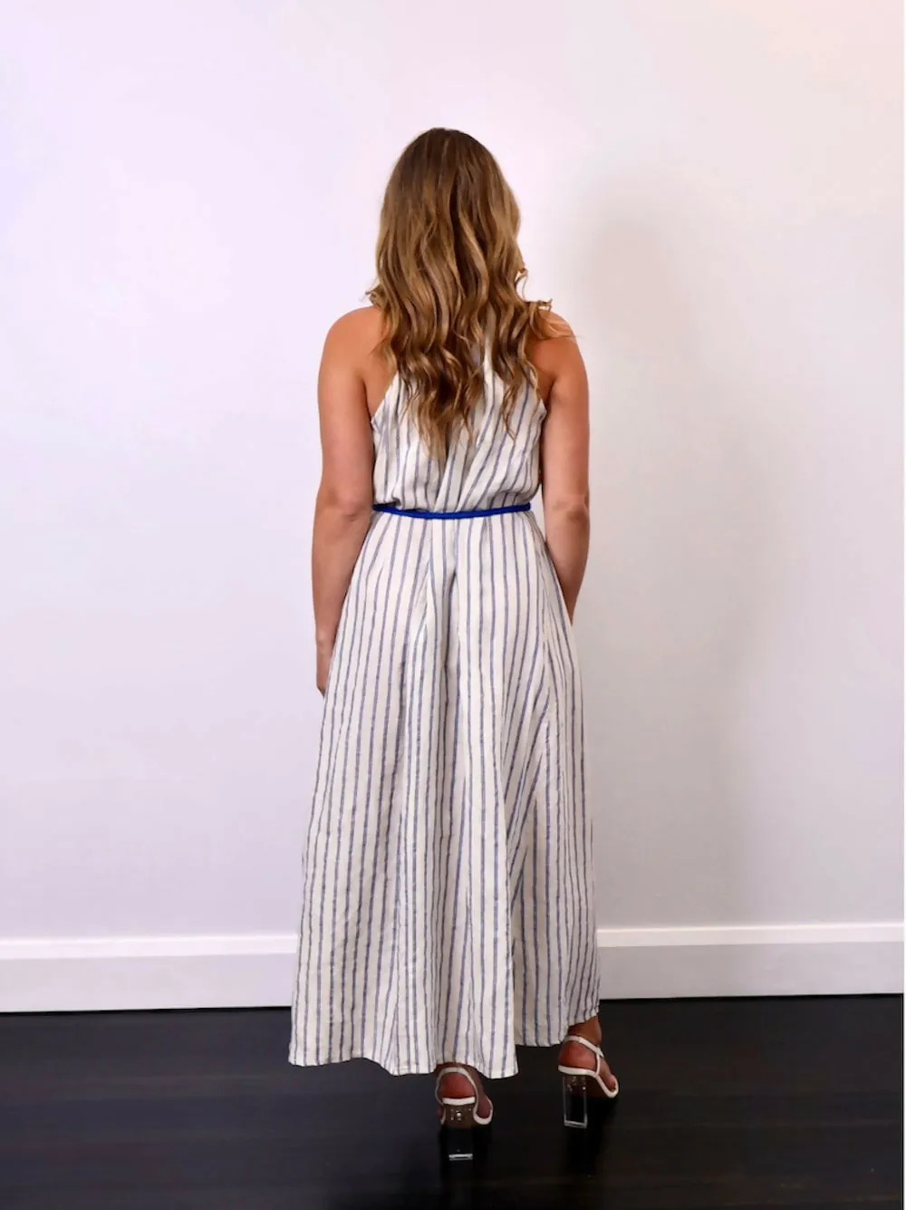 Scanlan Theodore Italian Linen Stripe Designer Dress Hire