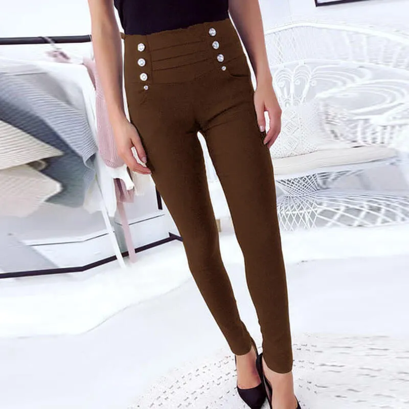 Sexy High Waist Skinny Button Pants