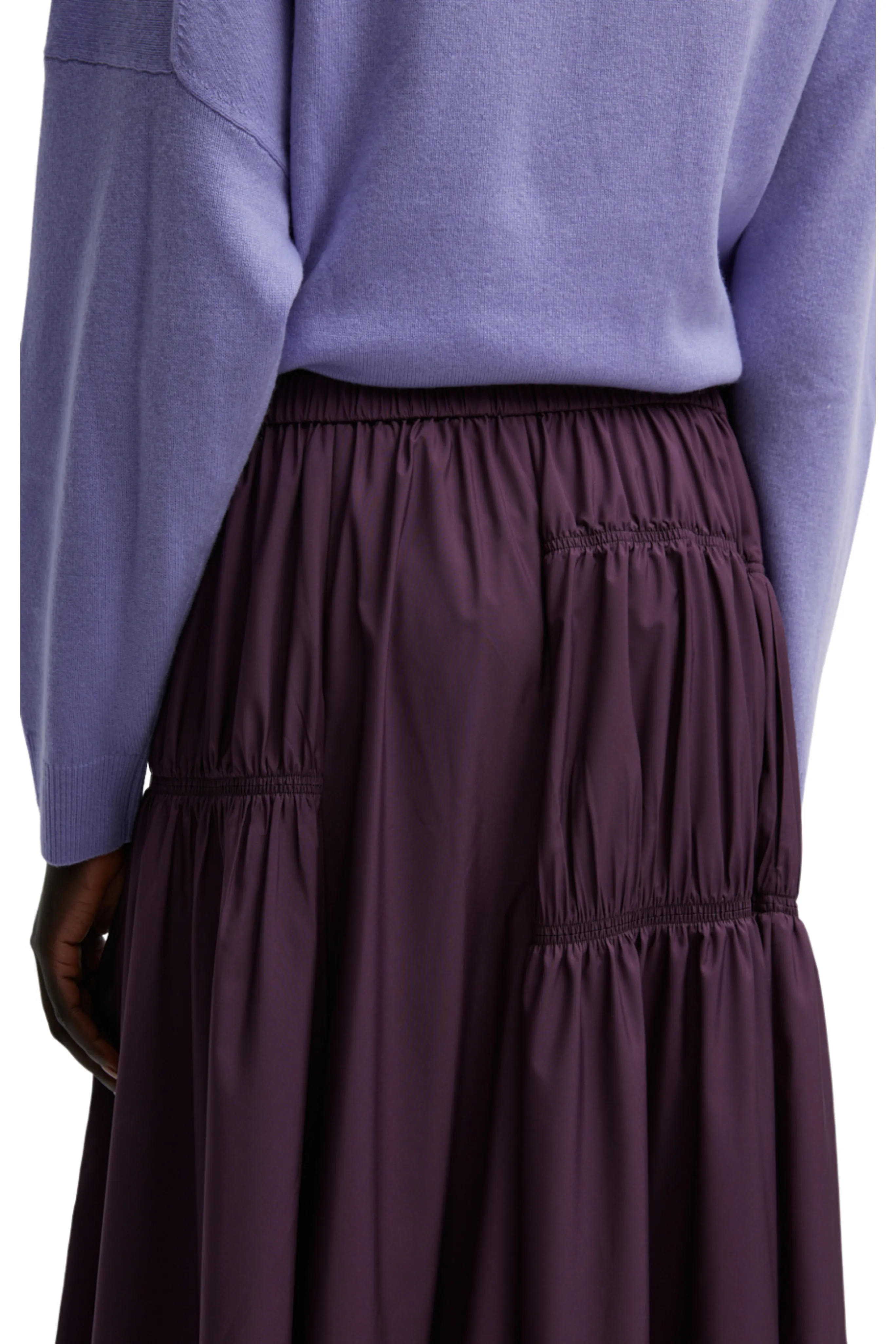 Shirred Panel Midi Skirt