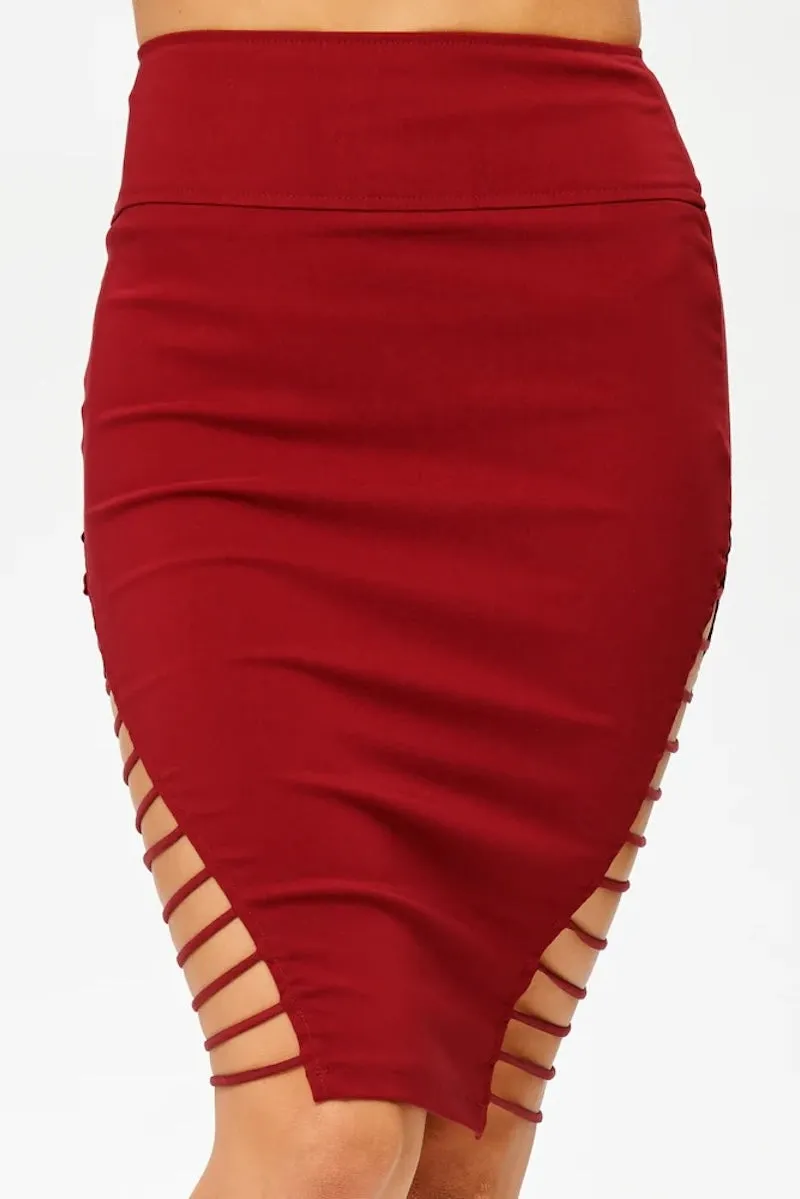 Side Strappy Pencil Skirt