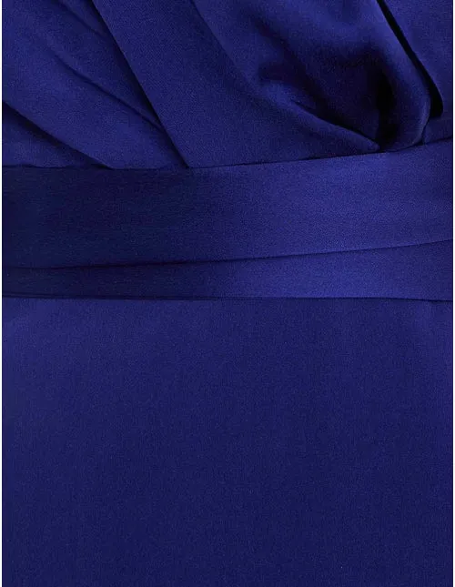 Silk Wrap Midi Dress (Lapis)