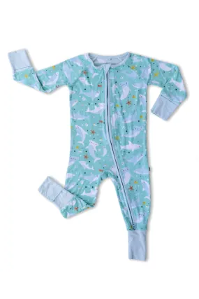 Sleepies Bamboo Convertible Romper / Sleeper - Shark Soiree