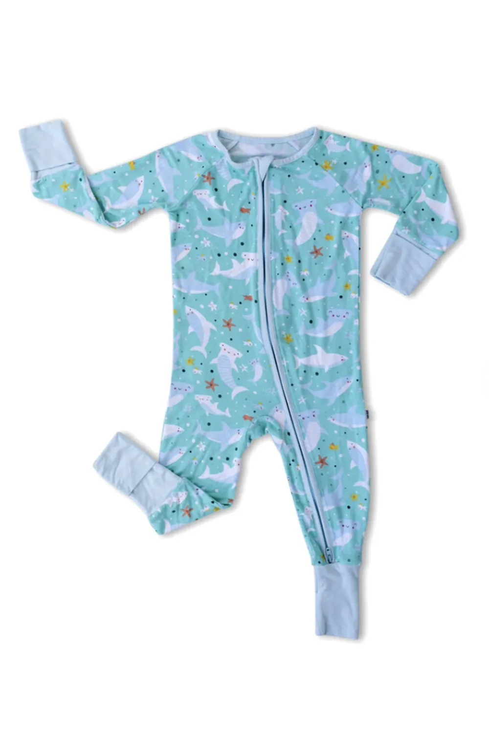 Sleepies Bamboo Convertible Romper / Sleeper - Shark Soiree