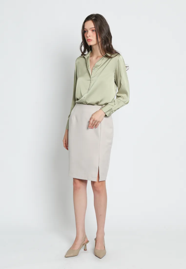 Slit Pencil Skirt