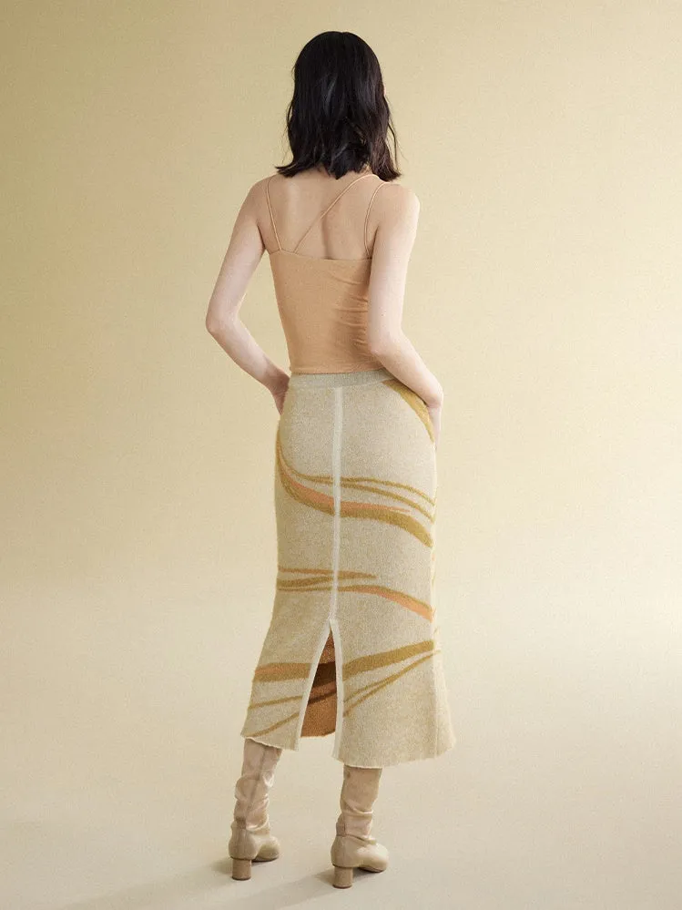 Split Sense Straight Knitted Skirt
