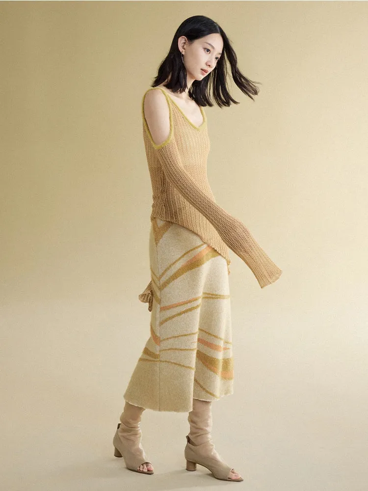 Split Sense Straight Knitted Skirt