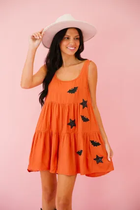 SPOOKY STAR ORANGE ROMPER