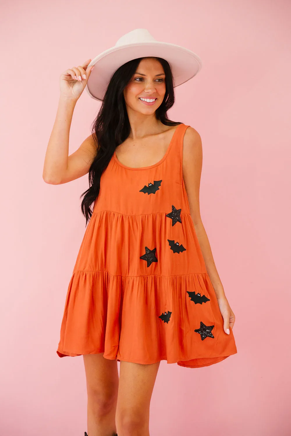 SPOOKY STAR ORANGE ROMPER
