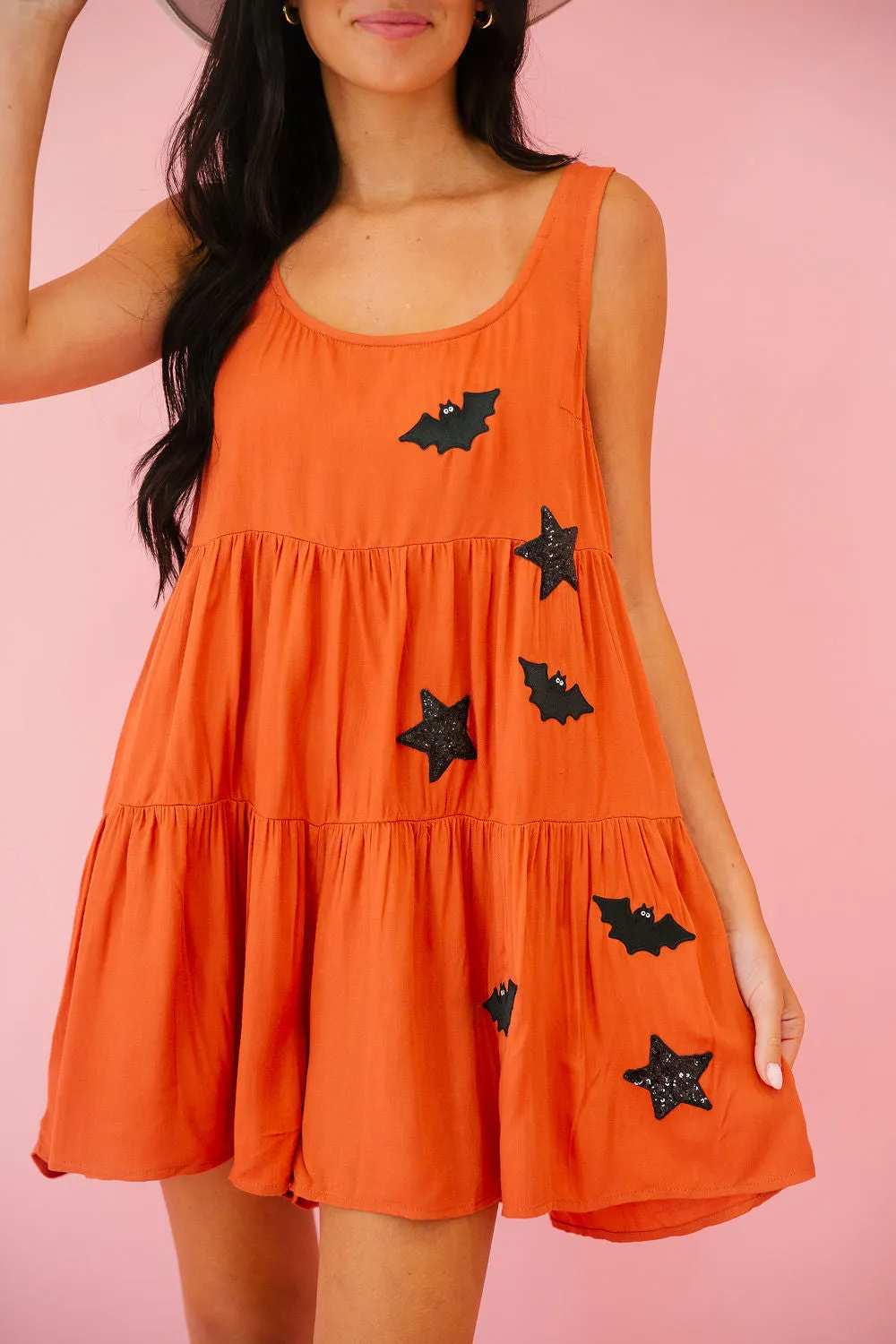SPOOKY STAR ORANGE ROMPER