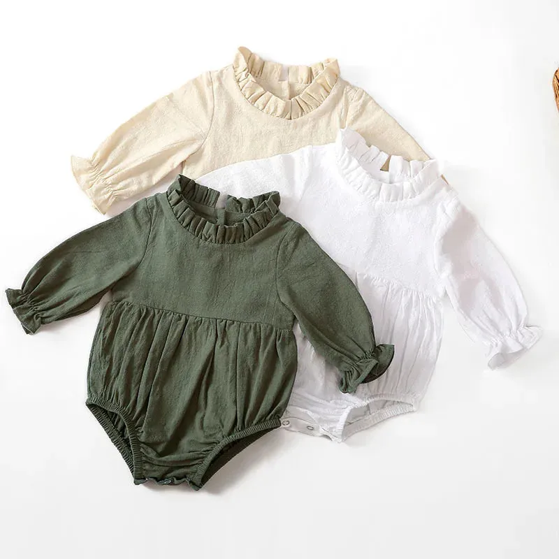 Spring Autumn Newborn Infant Baby Girls Romper Cotton Long Sleeve Baby