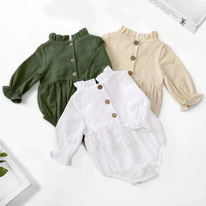 Spring Autumn Newborn Infant Baby Girls Romper Cotton Long Sleeve Baby