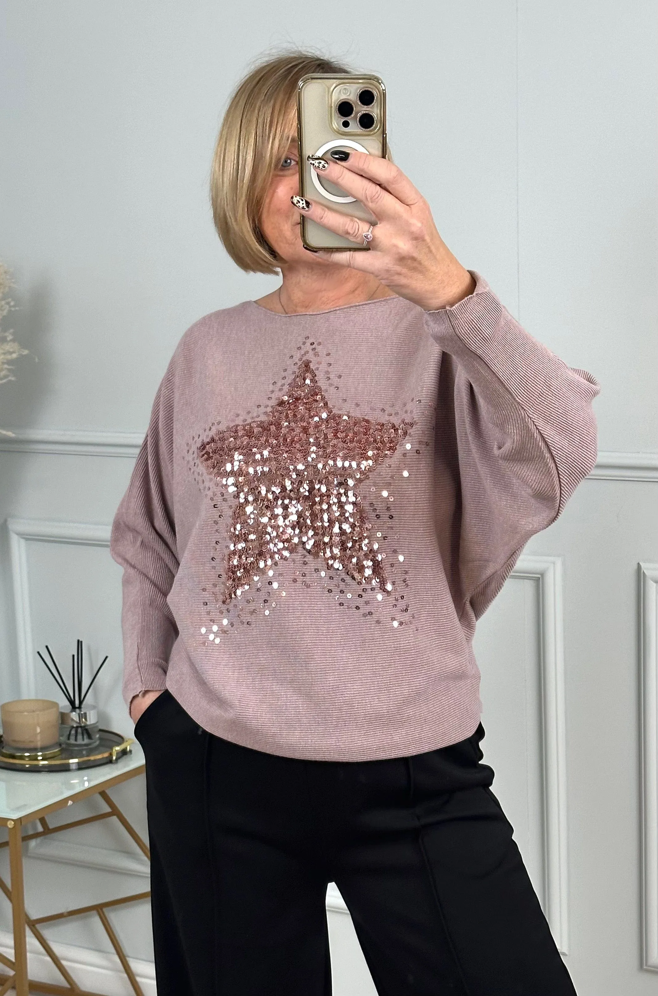Starburst Sequin Jumper 8-16 Pink