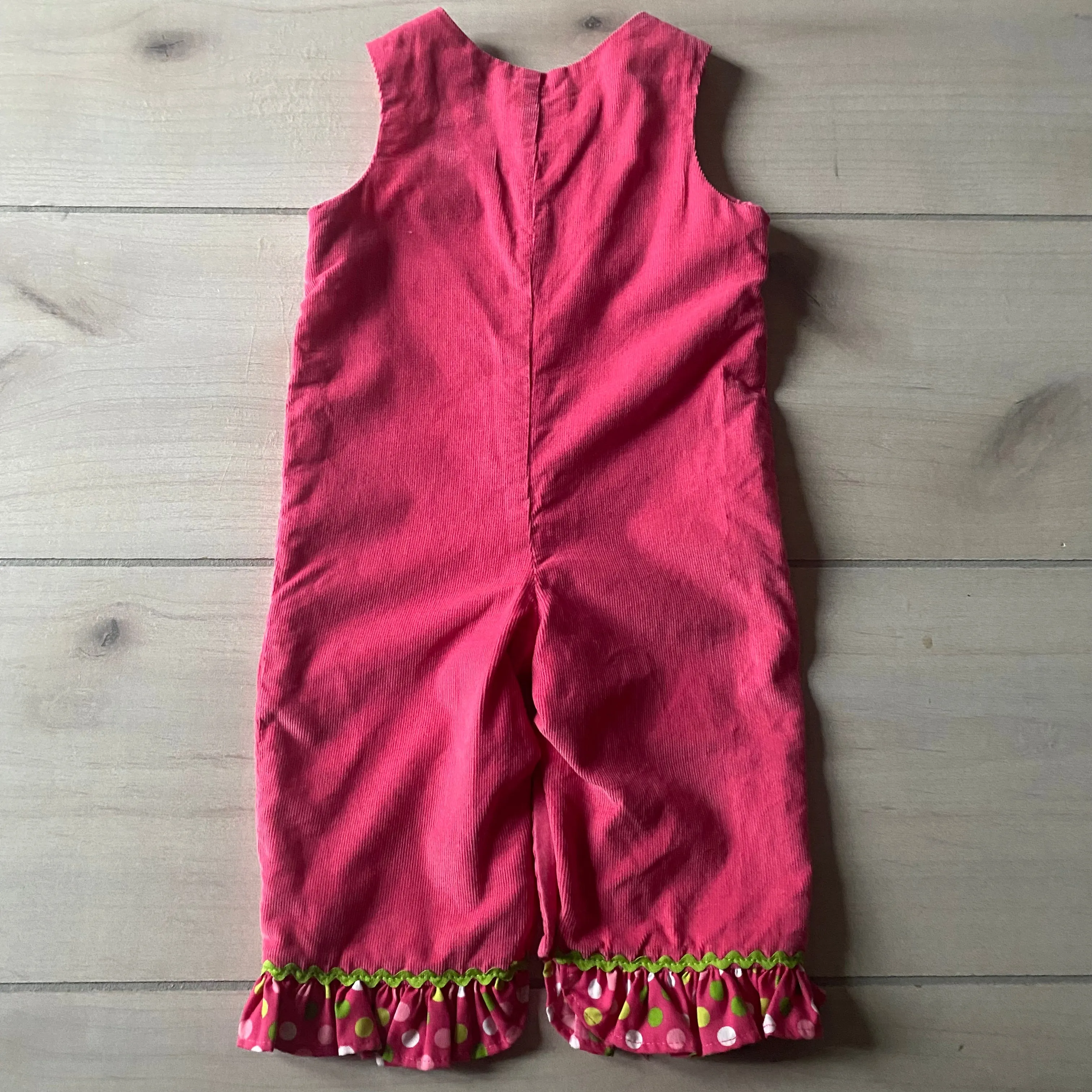 Stellybelly Pink Corduroy Holiday Tree Smocked Romper