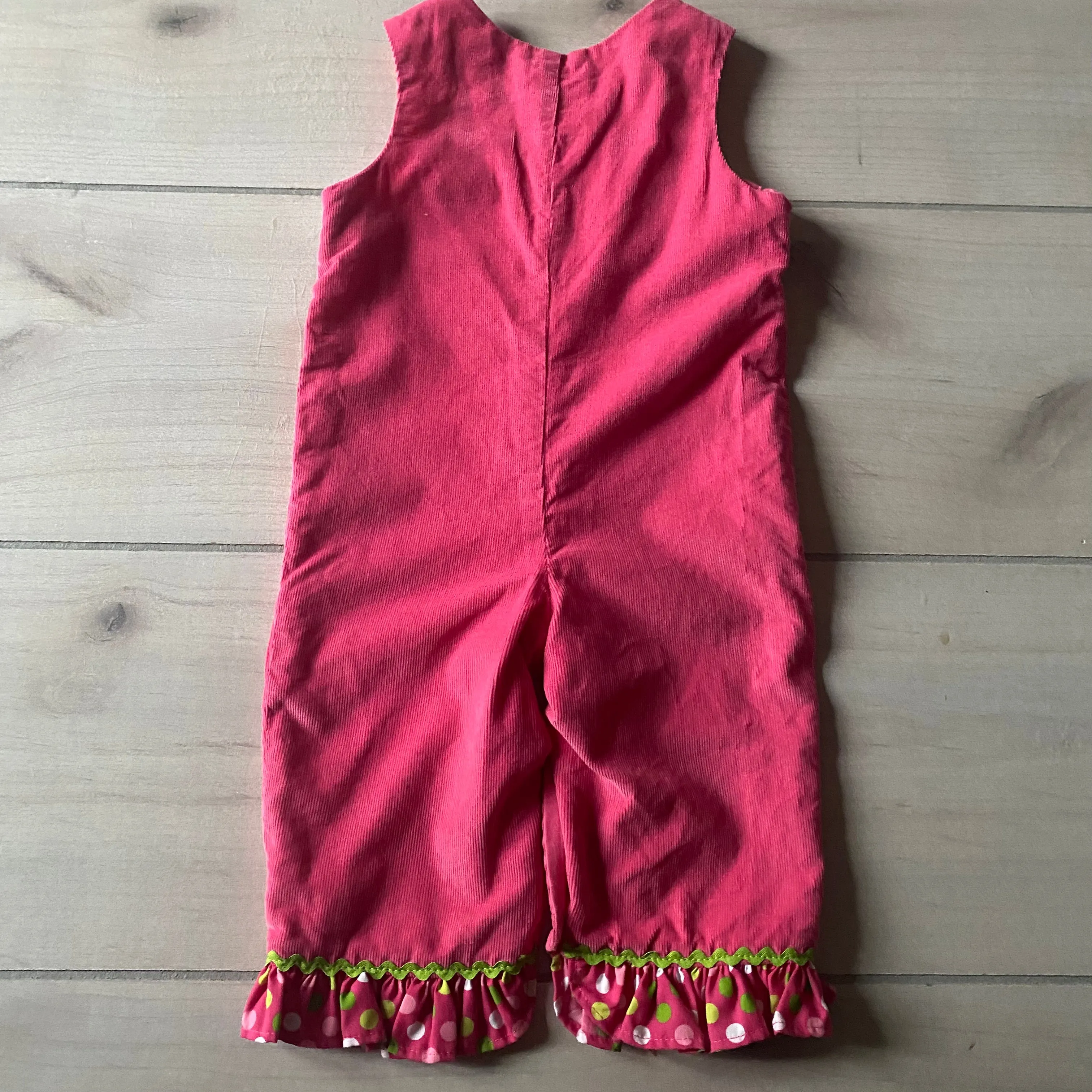 Stellybelly Pink Corduroy Holiday Tree Smocked Romper