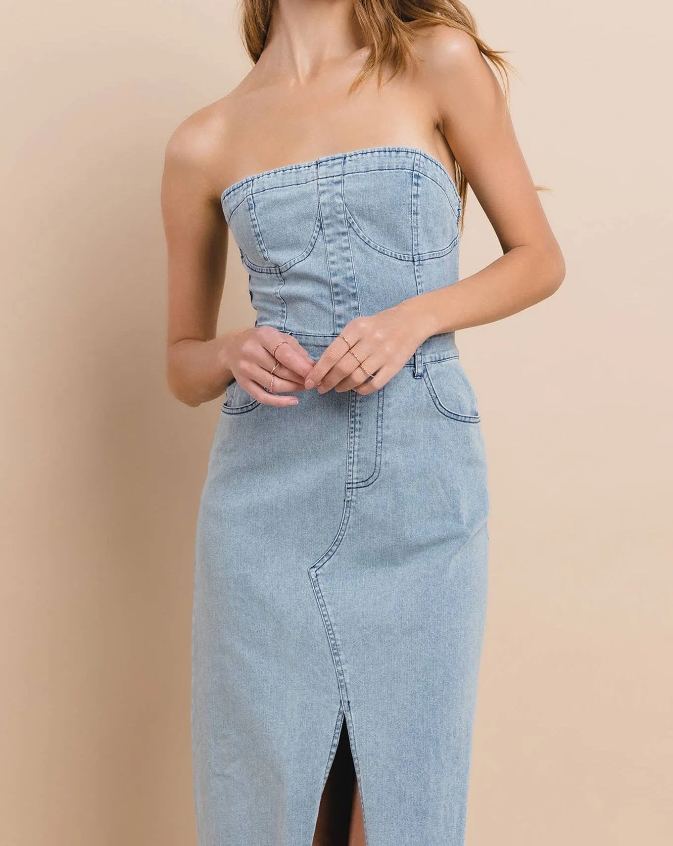 Tati Denim Jean Dress - Denim Dress Maxi Strapless