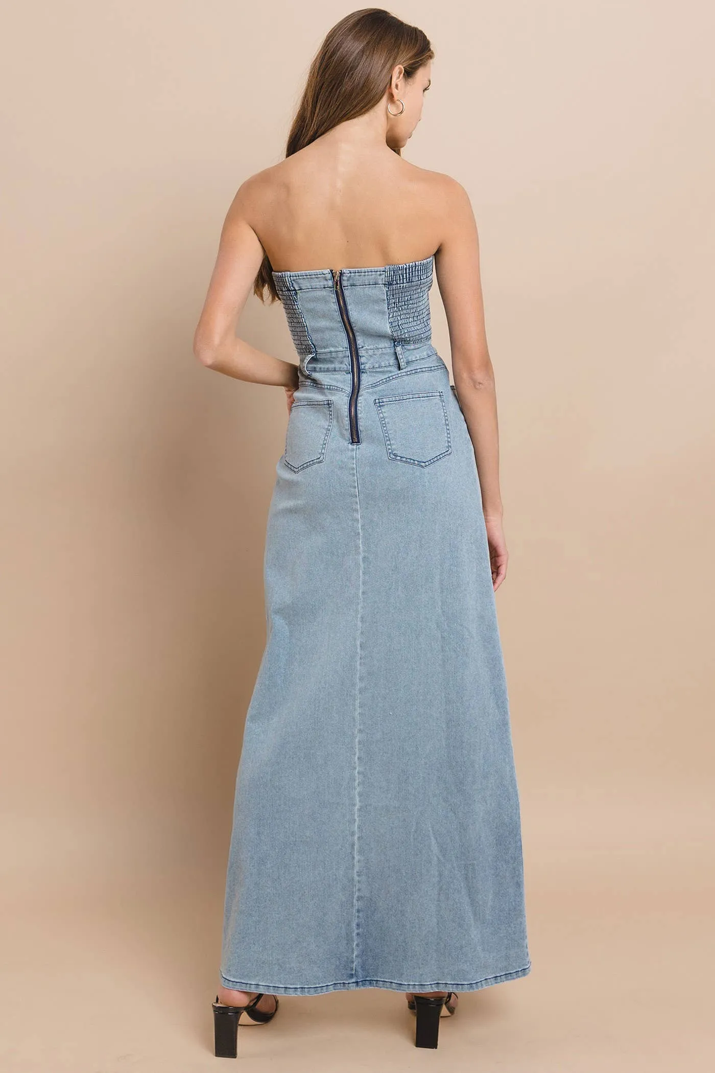 Tati Denim Jean Dress - Denim Dress Maxi Strapless