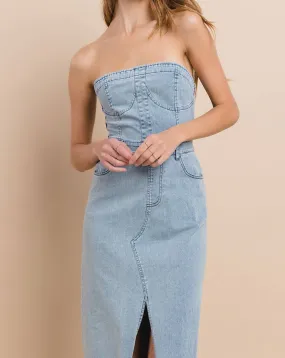Tati Denim Jean Dress - Denim Dress Maxi Strapless