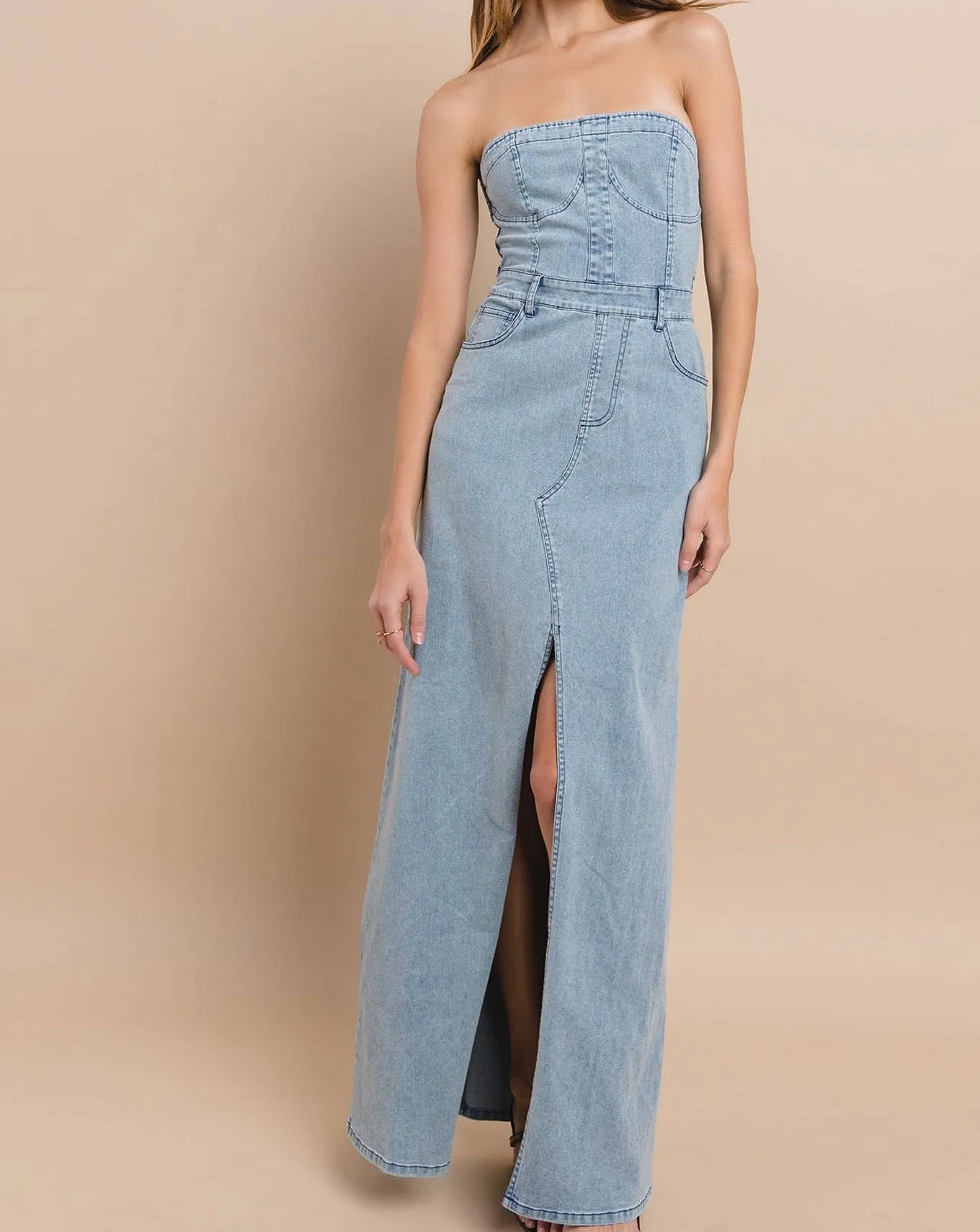 Tati Denim Jean Dress - Denim Dress Maxi Strapless