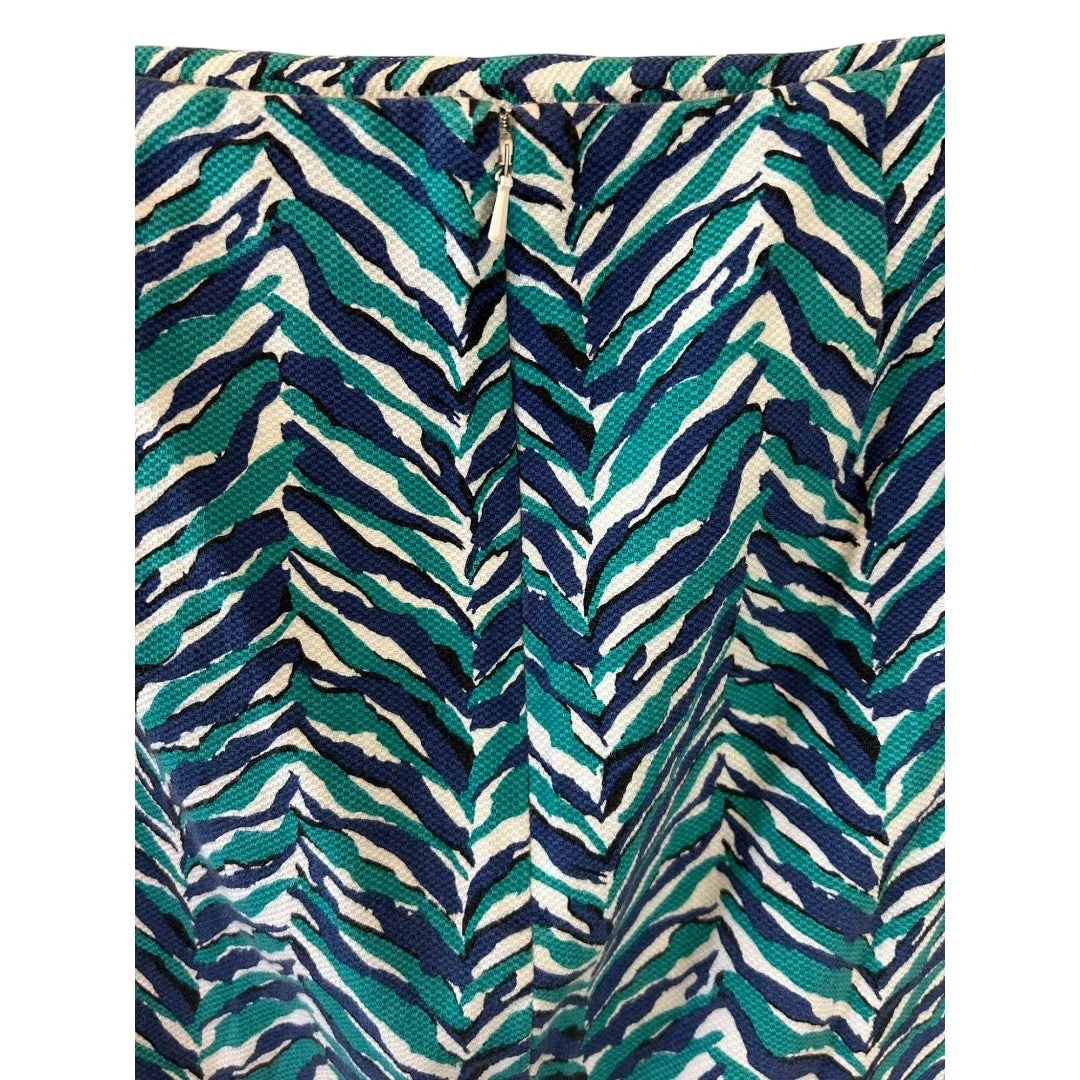 Teal Navy Zebra Print Pencil Skirt Women's Office Wear