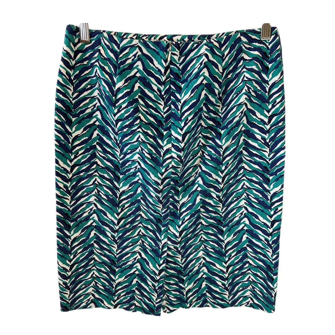 Teal Navy Zebra Print Pencil Skirt Women's Office Wear
