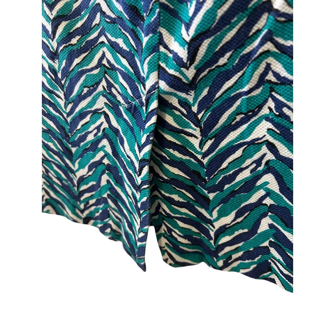 Teal Navy Zebra Print Pencil Skirt Women's Office Wear