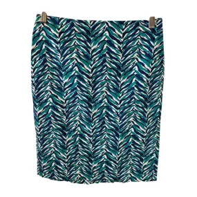Teal Navy Zebra Print Pencil Skirt Women's Office Wear