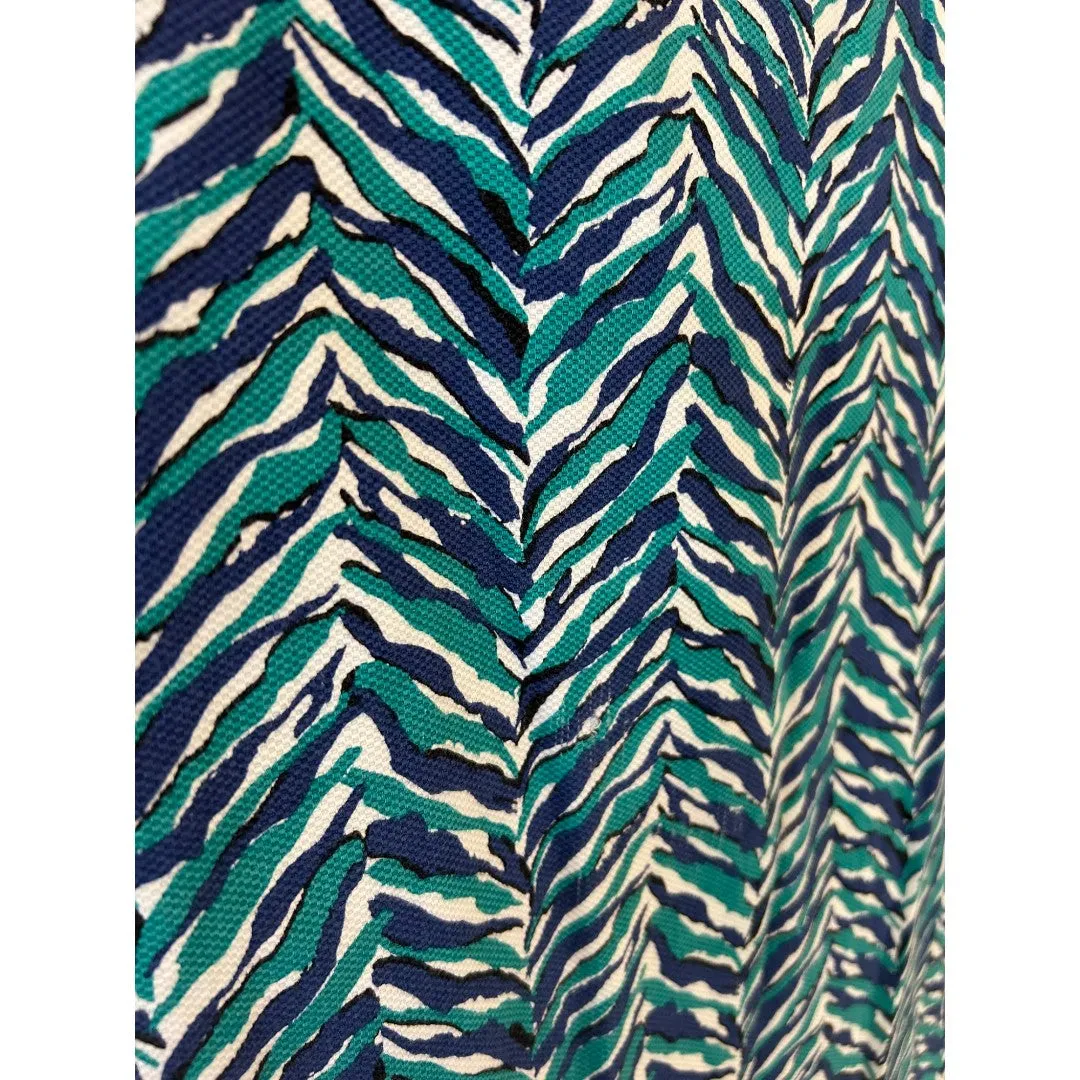 Teal Navy Zebra Print Pencil Skirt Women's Office Wear