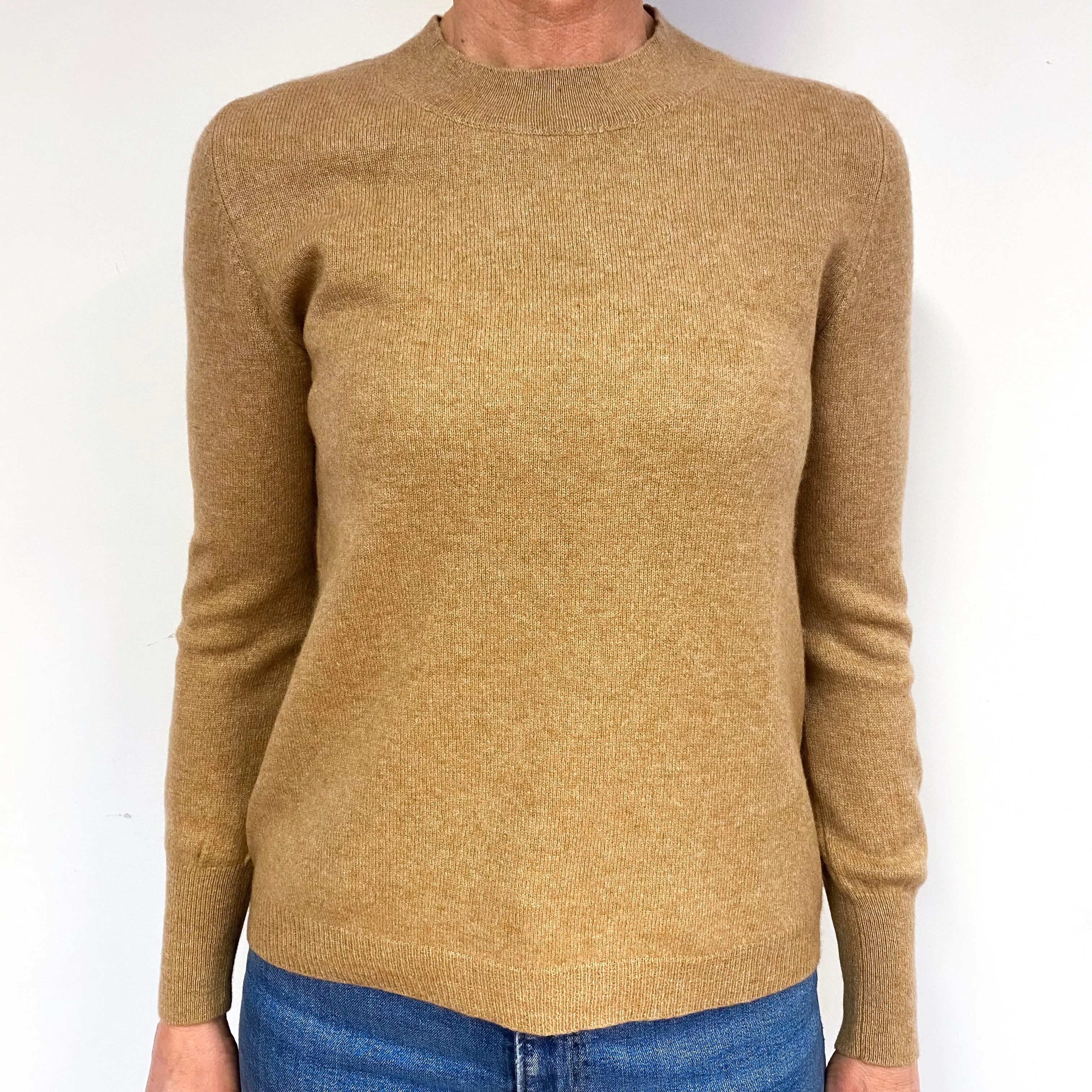 Toffee Brown Cashmere Crew Neck Jumper Medium