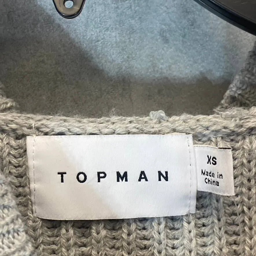 TOPMAN Men's Gray Ribbed Hooded Pullover Sweater SZ XS