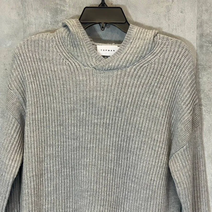 TOPMAN Men's Gray Ribbed Hooded Pullover Sweater SZ XS
