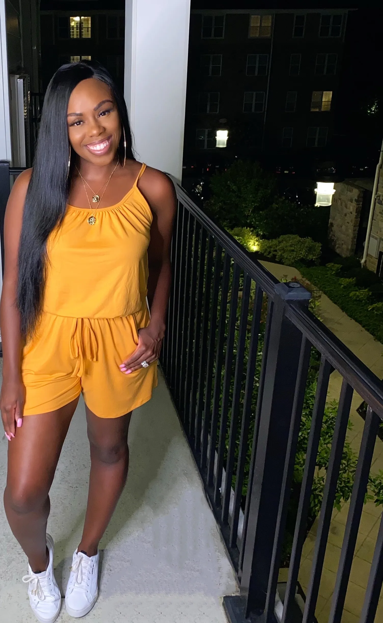 Uptown Girl Romper (Mustard)