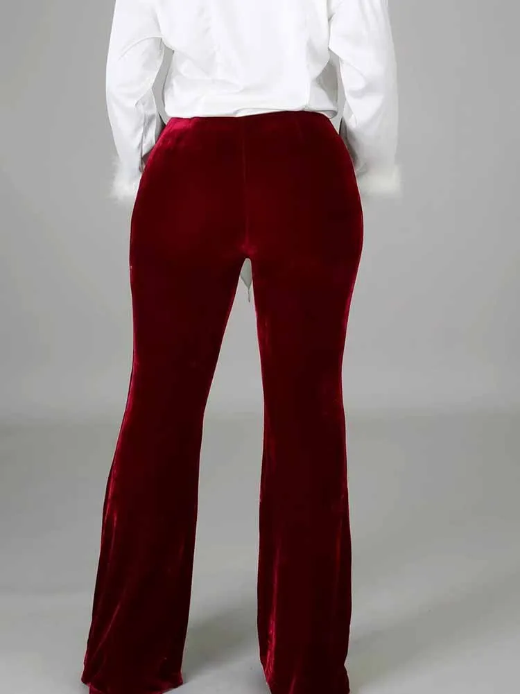 Velvet High Waist Flare Pants