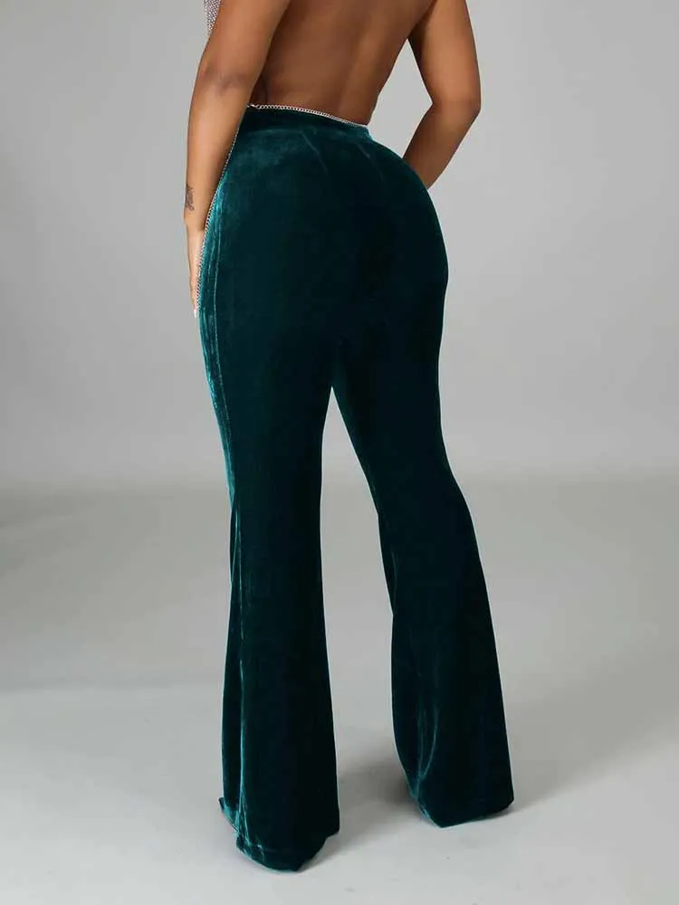 Velvet High Waist Flare Pants
