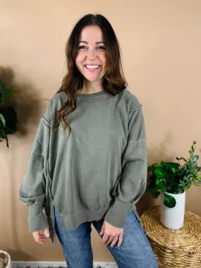 Vintage Olive Oversized Pullover