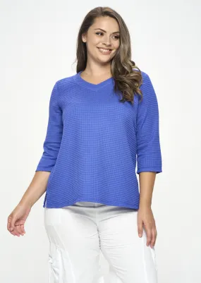 Violet Waffle Vee Top