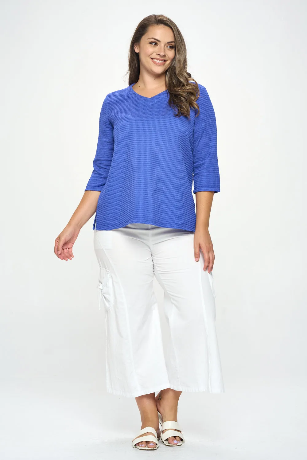 Violet Waffle Vee Top