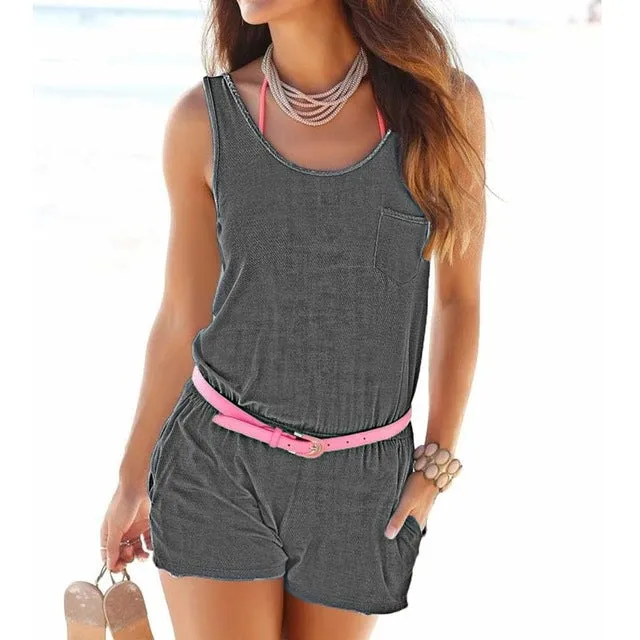 Waist Pockets Beach Rompers