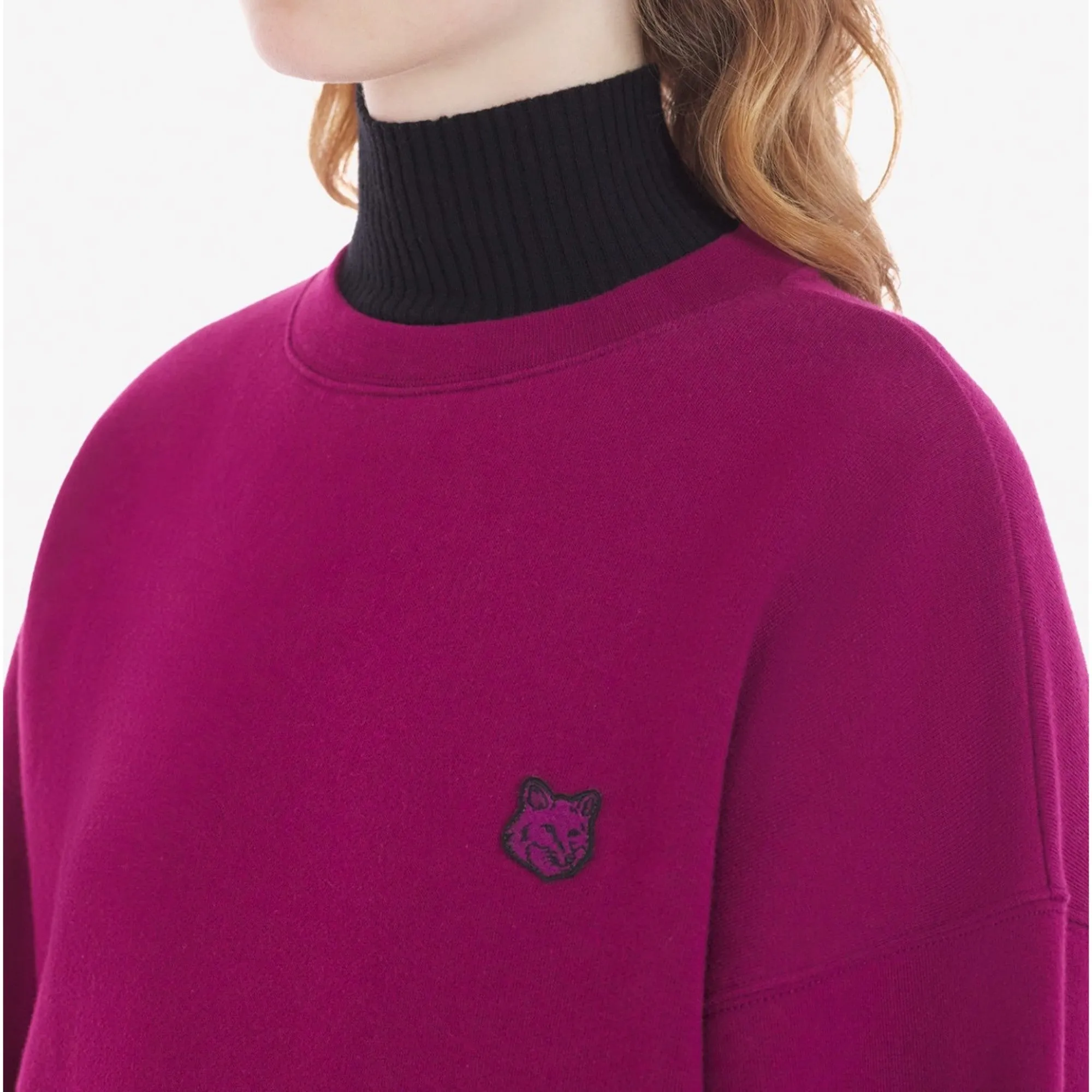 Women Bold Fox Head Patch Comfort Sweatshirt - Grape
