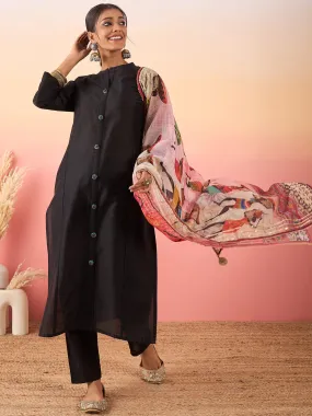 Women Regular Chanderi Silk Kurta with Trousers & With Dupatta