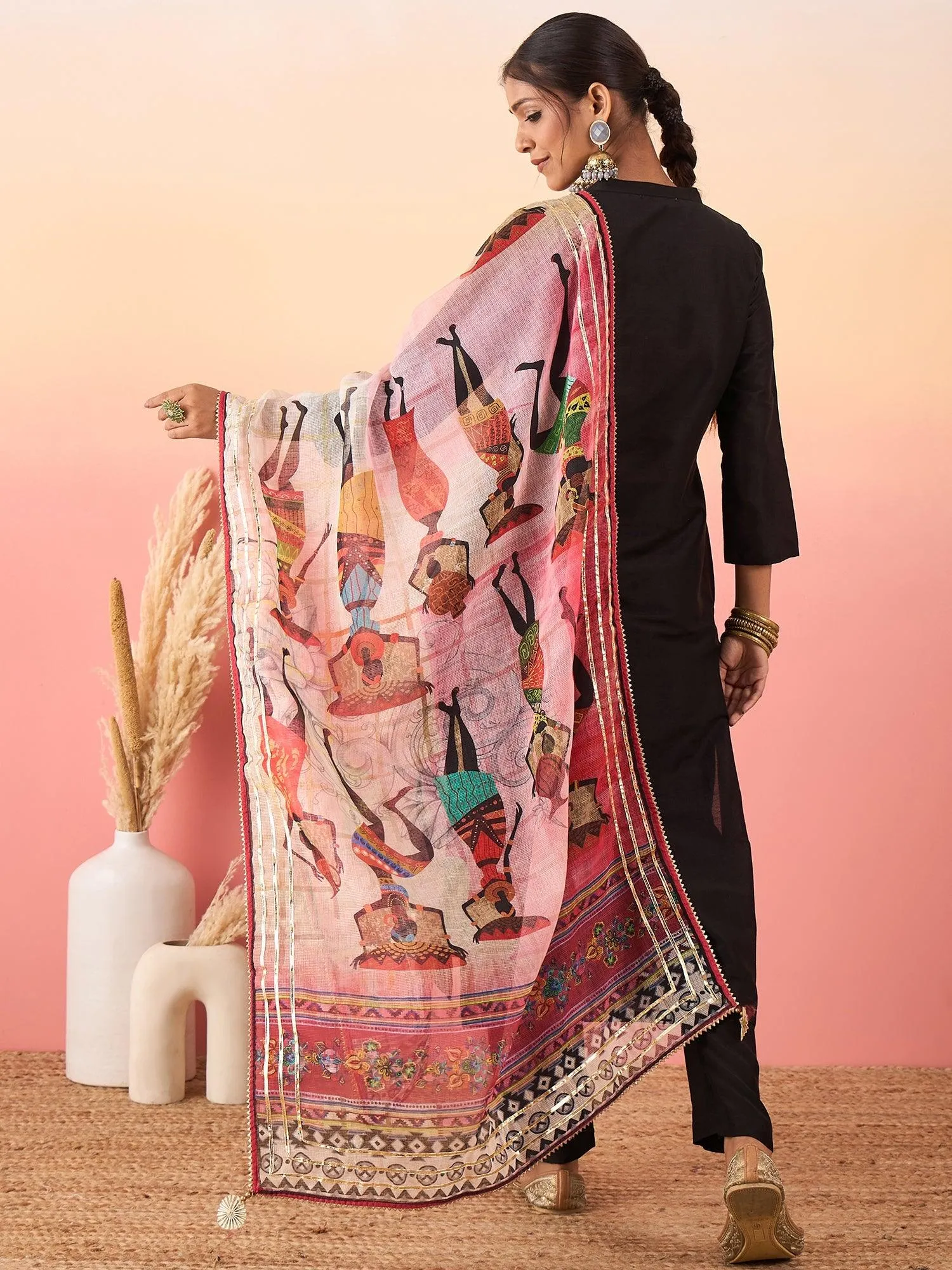 Women Regular Chanderi Silk Kurta with Trousers & With Dupatta
