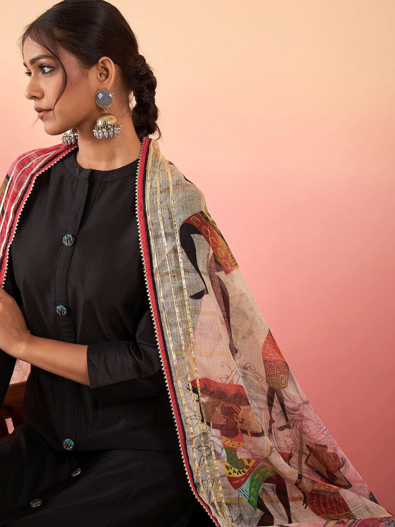 Women Regular Chanderi Silk Kurta with Trousers & With Dupatta