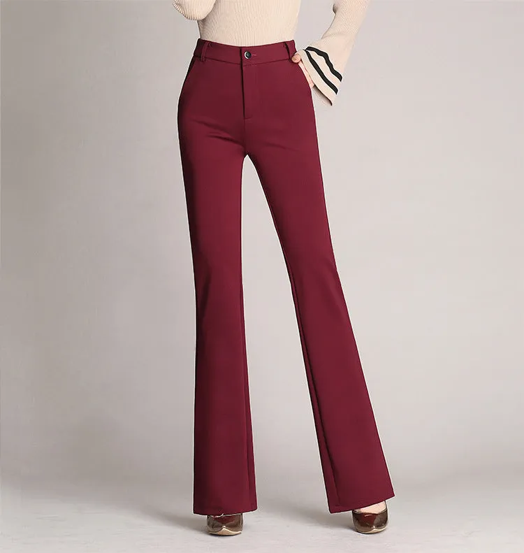 Women's Elegant High Waist Slim Fit Pants with Pockets