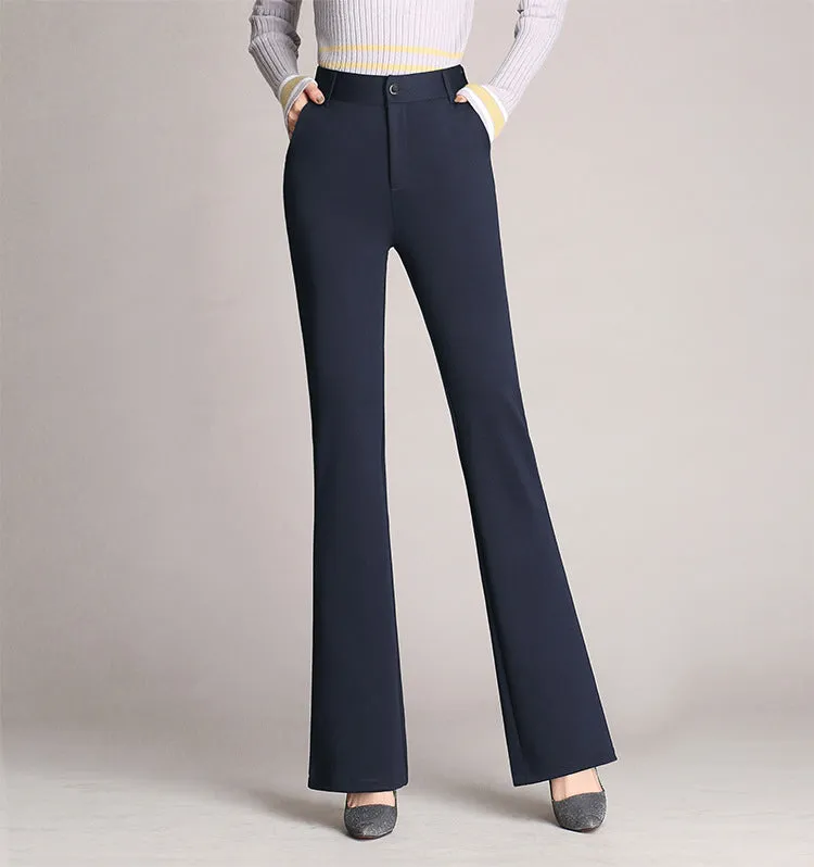 Women's Elegant High Waist Slim Fit Pants with Pockets