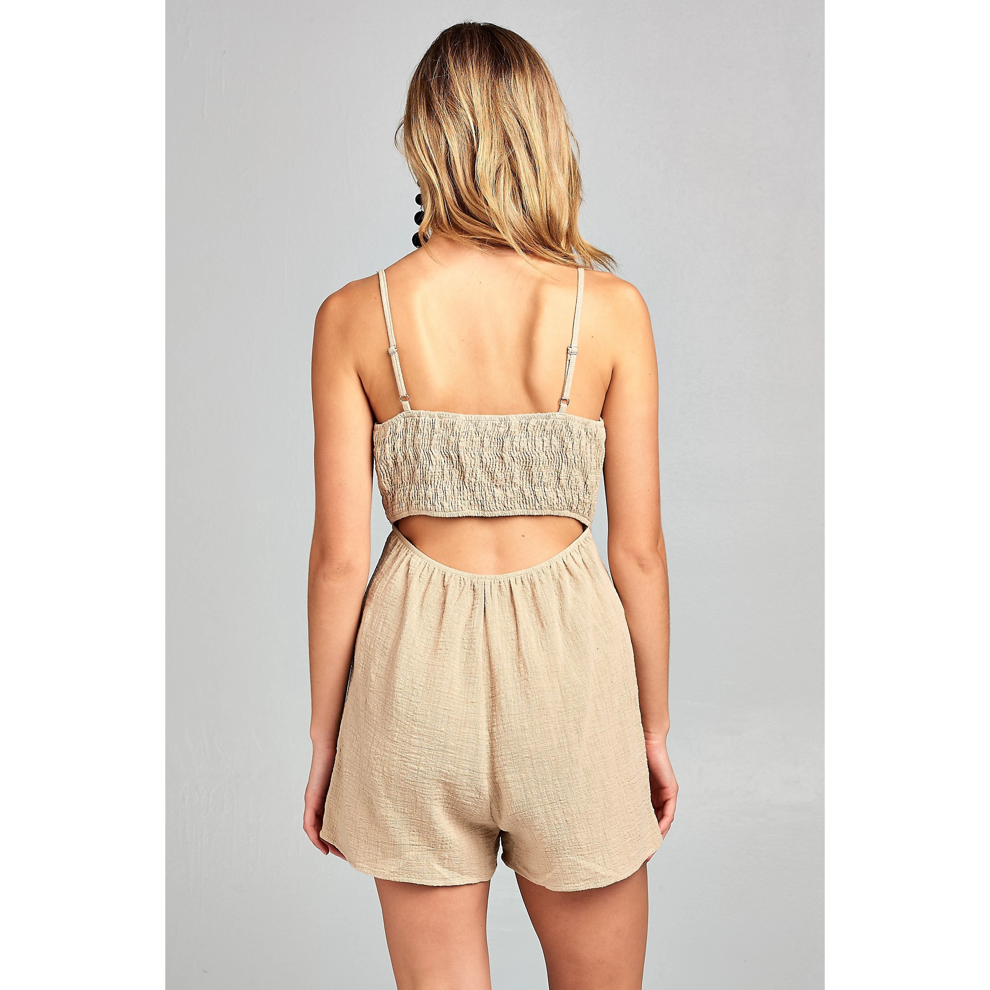 Women's Front Tie Tank Romper with Open back