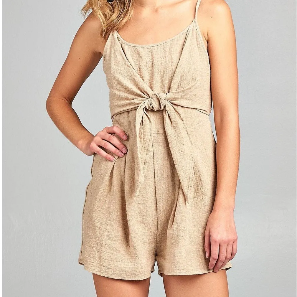 Women's Front Tie Tank Romper with Open back