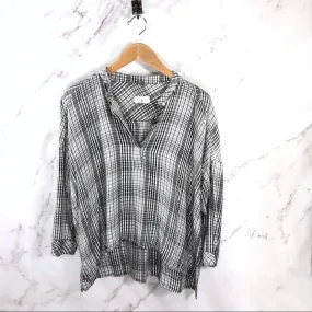 Women's Lou & Grey Oversized Black & White Plaid Pullover! Sz S! Retails $60 