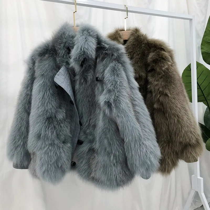 Women's Winter Casual Short Thick Parka With Fox Fur